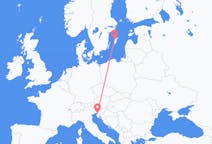 Vluchten van Visby, Zweden naar Triëst, Italië