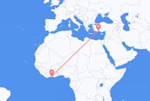 Flyreiser fra Abidjan, Elfenbenskysten til Antalya, Tyrkia