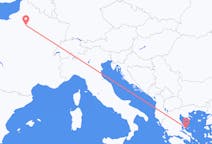 フランスのパリからから、ギリシャのスキアトス島までのフライト