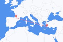 ギリシャのコス島からから、フランスのルルドまでのフライト
