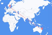Flyg från Brisbane, Australien till Växjö, Sverige
