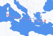 Vluchten van Dalaman, Turkije naar Cagliari, Trento, Italië