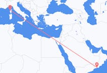 Loty z Salala, Oman do Calviego, Francja