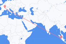Flights from Padang, Indonesia to Lyon, France