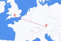 Vluchten van Southampton, Engeland naar Salzburg, Oostenrijk