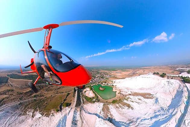 Gyrokoptertur over Pamukkale-travertinerne