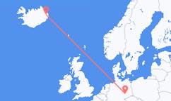 航班从德国莱比锡市到埃伊尔斯塔济市，冰岛塞尔