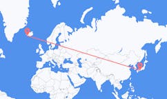 航班从日本德岛市市到雷克雅维克市，冰岛塞尔