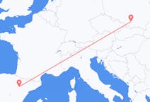 Flights from Zaragoza in Spain to Kraków in Poland