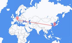 Flug frá Miyazaki, Japan til Bolzano, Ítalíu