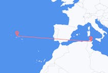 Flyreiser fra Tunis, Tunisia til Santa Cruz da Graciosa, Portugal