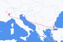 Vols depuis la ville de Tekirdağ vers la ville de Turin