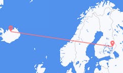 Vluchten van Joensuu, Finland naar Akureyri, IJsland