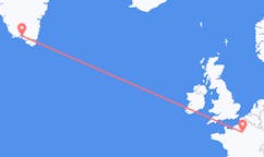 Flyg från Narsaq, Grönland till Paris, Frankrike