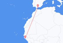 Loty z Bissau, Gwinea Bissau do Malagi, Hiszpania