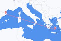 スペインのジローナから、ギリシャのサントリーニ島までのフライト