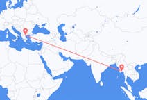 Flyg från Rangoon, Myanmar (Burma) till Thessaloníki, Grekland