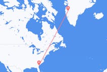 미국 사바나 출발, 그린란드 칸게를루수아크 도착 항공편