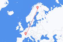 Voos de Pajala, Suécia para Lião, França