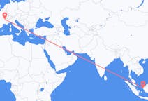 Flyrejser fra Pontianak, Indonesien til Lyon, Frankrig