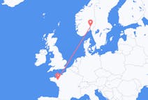 Vluchten van Oslo, Noorwegen naar Rennes, Frankrijk