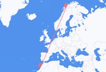 Vols depuis la ville d'Agadir vers la ville de Narvik