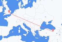 Flyg från London, England till Erzincan, Turkiet