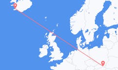 航班从斯洛伐克科希策市到雷克雅维克市，冰岛塞尔