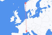 Flyg från Sandane, Norge till Nice, Frankrike