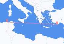 アルジェリアのアンナバから、ギリシャのカステロリゾ島までのフライト