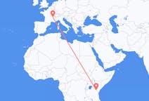 Flyreiser fra Kilimanjaro-fjellet, Tanzania til Lyon, Frankrike
