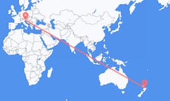 Flyg från Tauranga, Nya Zeeland till Trieste, Italien