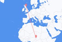 Flyg från N Djamena, Tchad till Dundee, Skottland