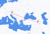 Vluchten van Ljubljana, Slovenië naar Van, Turkije