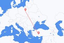 Flyg från Konya, Turkiet till Warszawa, Polen