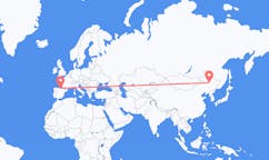 Flyrejser fra Daqing, Kina til Bilbao, Spanien