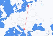 Vluchten van Tirana, Albanië naar Riga, Pescara, Letland