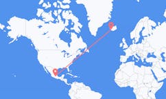 航班从墨西哥托卢卡市到雷克雅维克市，冰岛塞尔