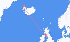 Vluchten van Douglas, Isle of Man naar Ísafjörður, IJsland