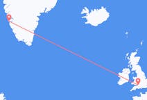 来自英格兰的出发地 布里斯托尔目的地 格陵兰努克的航班
