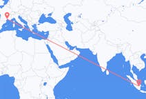 Flights from Palembang, Indonesia to Montpellier, France