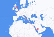 Flyreiser fra Abha, Saudi-Arabia til Manchester, England