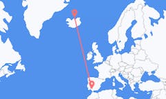 Vluchten van Grimsey, IJsland naar Sevilla, Spanje