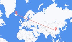 Flyg från staden Ankang, Kina till staden Akureyri, Island