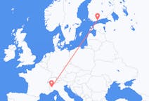 Flyg från Helsingfors, Finland till Turin, Italien