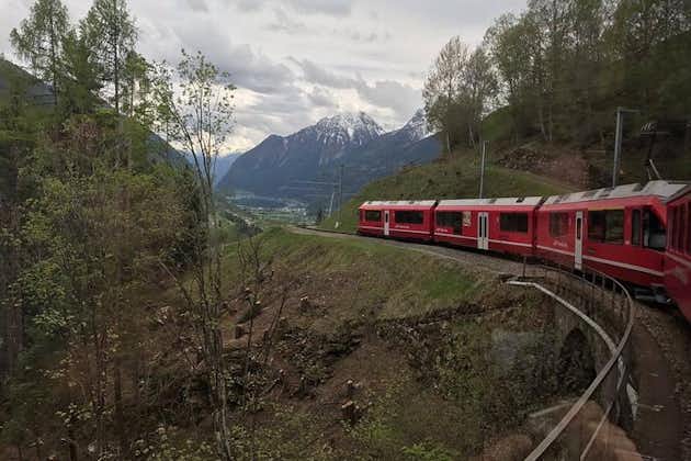 Lake Como, Swiss Alps and Bernina train. from Milan