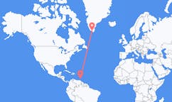 Vluchten van St. George's, Grenada naar Qaqortoq, Groenland