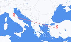 Vluchten van Kutahya, Turkije naar Perugia, Italië