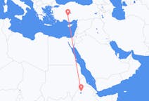 出发地 埃塞俄比亚出发地 貢德爾目的地 土耳其科尼亞的航班