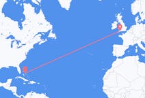 Flights from North Eleuthera, the Bahamas to Exeter, England